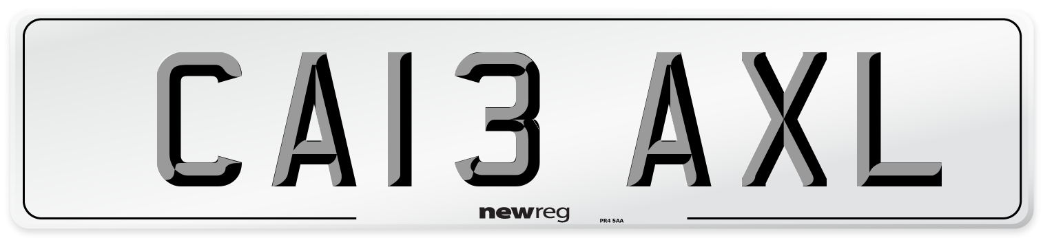CA13 AXL Number Plate from New Reg